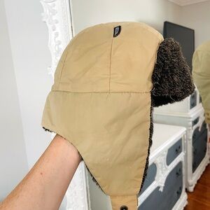 Moschino RARE Vintage 90’s Tan Quilted Logo Winter Trapper Hat
